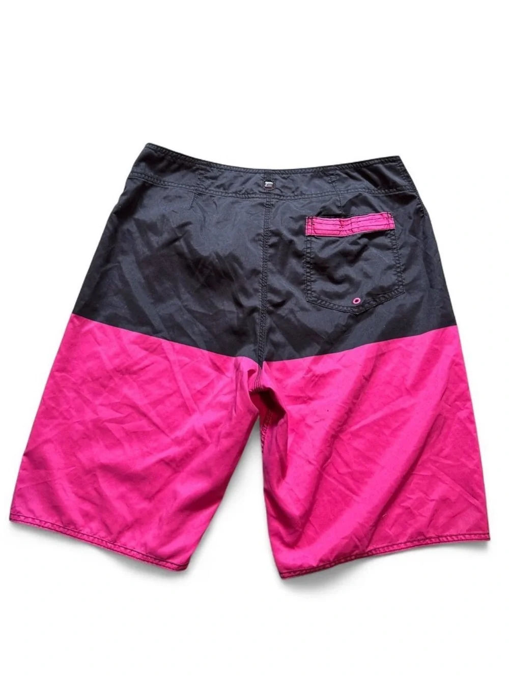 Quiksilver Men’s Black and Magenta Colorblock Swim Board Shorts
